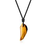 COAI Faceted Tiger Eye Stone Wolf Amulet Pendant Necklace