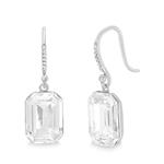 Devin Rose Sterling Silver Emerald Cut Dangle French Wire Earrings for Women made With Swarovski Crystals (Various Colors)