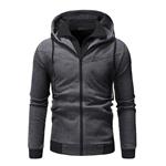 Amacok Men's Autumn Oblique Zipper Hoodies Funnel Neck Full Zip Hooded Sweatshirt