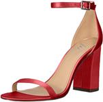 Amazon Brand - The Fix Women's Gracie Block Heel Strappy Sandal Heeled, Lipstick Red Satin, 8 B US