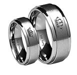 Keybella Her King/His Queen Ring Silver Stainless Steel Wedding Bands Engagement Promise Rings Anniversary Gifts