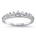 CloseoutWarehouse Cubic Zirconia Journey Tiara Ring Sterling Silver (Color Options, Sizes 3-15)