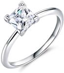 Natasa 2 Carat Princess Cut CZ Square Cubic Zirconia Sterling Silver Promise Anniversary Ring