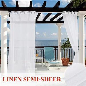 Outdoor Sheer Curtains for Patio Exterior Light Filtering Voile Drapes Waterproof Privacy Screen Panels with Rust Proof Grommet Gazebo/Pergola, White, 54 inch Wide by 84 Long, 1 Pc 