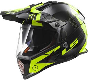 کلاه کاسکت کراسی LS2 مدل Pioneer LS2 Helmets Pioneer Trigger Adventure Off Road Motorcycle Helmet with Sunshield (Yellow, Large)