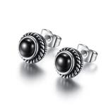 REVEMCN Jewelry Silver Tone Stainless Steel Vintage Stud Earrings for Men Women, Various Styles