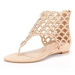 DREAM PAIRS Women's Jewel Rhinestones Design Ankle High Flat Sandals 