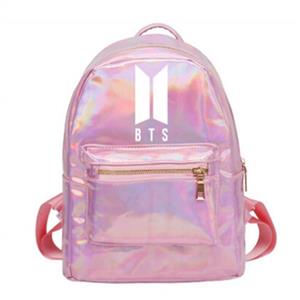 Tianmeijia Kpop BTS Backpack Girl's Laser Backpack Casual Satchel Hologram School Bag Shoulder Bag for Travel Bangtan Boys Daypack Outdoor Backpack