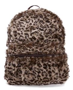 Faux Fur Animal Print Backpack Leopard 