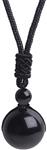 iSTONE Unisex Genuine Round Gemstone Beads Pendant Necklace with Adjustable Nylon Cord 25 Inch