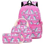 CAMTOP School Backpack for Girls Teens Bookbag Set Cute Kids Backpack 3 In 1, School Bags + Lunch Box + Pencil Case (023 Pink)