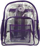 Heavy Duty Clear Backpack See Through PVC Stadium Security Transparent Workbag | Purple