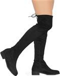 MVE Shoes Women's Forever Fashion Comfy Vegan Suede Block Heel Side Zipper Thigh High Over The Knee Boots