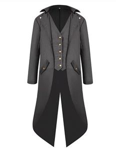 Quesera Men's Steampunk Tailcoat Jacket Vintage Victorian Punk Gothic Frock Coat