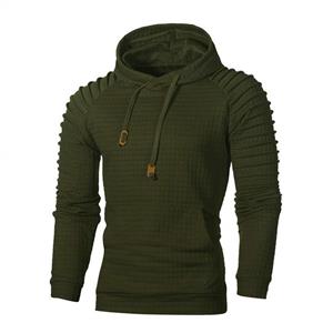 Hoodies for Men Men’s Tops Casual Pullover Pleated Raglan Long Sleeve Hooded Basic Shirt Slim Fit Sweatshirt 