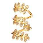 U7 Jewelry Women Girls Clear CZ 18K Gold Plated Statement Leaf Long Ring