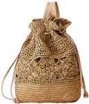 Mogor Woven Drawstring Backpack Straw Beach Bags Women Hollow Out Summer Backpack