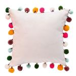 NSSONBEN White Decorative Throw Pillow Covers with Colorful Pom Pom Cushion Cases for Couch Home 16 x 16 Inches, 1 Piece (White)