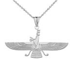 Elegant Sterling Silver Persian Faravahar Pendant Necklace