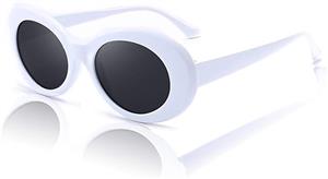 White Clout Goggles. Thick Oval Frame. Mod Fashion Kurt Cobain Sunglasses 