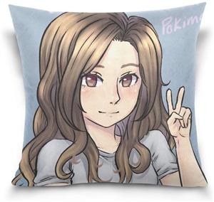 Pokimane Throw Pillowcase Decorative Cushion Cover Square Bed Pillow Case Cover (16 x 16 inch) Twin Sides Print