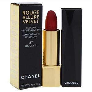رژ لب کوکو شنل (فرانسه) ROUGE ALLURE VELVET Chanel Rouge Allure Velvet Luminous Matte Lip Colour, 57 Rouge Feu, 0.12 Ounce