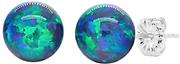 Trustmark 925 Sterling Silver Blue-Green Peacock Synthetic Opal Ball Stud Post Earrings