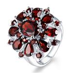 Inlaid Pomegranate Ruby Ring,Fimkaul Fashion Full Diamond Cluster Engagement Promise Ring Mother Day Gift