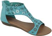 S8A1003B Women's Sandals Roman Gladiator Flats Flower Hollow Perforated Back Zipper Shoes 4 Colors