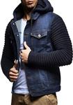 Leif Nelson LN5240 Men's Denim Jacket with Knitted Sleeves