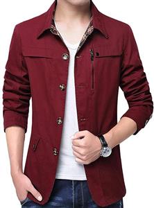 chouyatou Men's Spring Casual Button Front Single Breasted Cotton Lightweight Work Jacket 