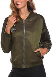 ACEVOG Womens Classic Zipper Floral Printed Jacket Short Bomber Coat 