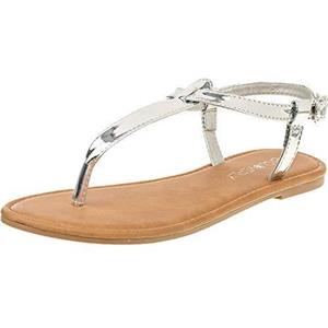 CLOVERLY Women's T Strap Thong Gladiator Strappy Jelly Shiny Flat Flip Flops Sandals 