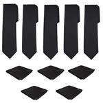 Mens Necktie Pocket Square 10 Pcs Set Solid Color Tie and Handkerchief for Wedding