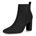 Allegra K Women's Pointed Toe Zipper Block Heel Ankle Chelsea Boots