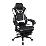 Video Gaming Chair Racing Office - PU Leather High Back Ergonomic Adjustable Swivel Executive Computer Desk Task Large Size with Footrest,Headrest and Lumbar Support (Black+White)