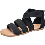 Luoika Women's Wide Width Flat Sandals - Gladiator Elastic Back Zipper Casual Summer Shoes.