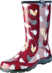 Sloggers Women's Waterproof Rain and Garden Boot with Comfort Insole, Chickens Barn Red, Size 9, Style 5016CBR09