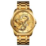 Mens Watches - Golden Dragon Diamond Dial Waterproof Stainless Steel Quartz Watch for Men Relojes by Sameno Watch Delux