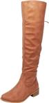 Cambridge Select Women's Back Corset Lace Knee-High Low Chunky Heel Riding Boot