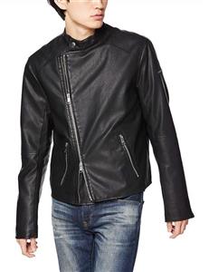 A|X Armani Exchange Men's Faux Leather Asymetric Zip Up Jacket