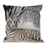 HGOD DESIGNS Throw Pillow Case White Siberian Tiger on the Snow Forest Cotton Linen Square Cushion Cover Standard Pillowcase Home Decorative Sofa Armchair Bedroom Livingroom 18 x 18 inch