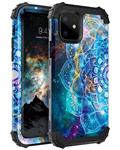 BENTOBEN for iPhone 11 Case, 3 in 1 Shockproof Heavy Duty Full-Body Rugged Bumper Hybrid Hard PC Soft Rubber Anti Slip Three Layer Protective Phone Cover for iPhone 11 2019 Release 6.1 inch, Mandala