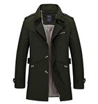 chouyatou Men's Slim Notched Collar Single Breasted Cotton Jacket Office Trench Coat