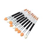 Goddessvan Makeup Brushes Set 10Pcs Makeup Double-end Eye Shadow Eyeliner Brush Sponge Applicator Tool Black