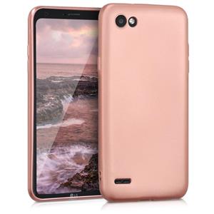 kwmobile TPU Silicone Case for LG Q6 / Q6+ - Soft Flexible Shock Absorbent Protective Phone Cover - Metallic Rose Gold