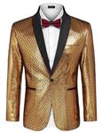 COOFANDY Men's Fashion Suit Jacket Blazer One Button Luxury Weddings Party Dinner Prom Tuxedo Gold Silver 