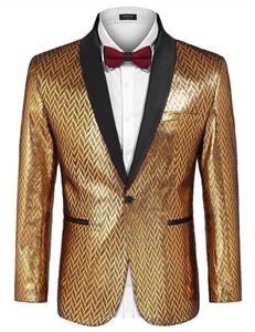 COOFANDY Men's Fashion Suit Jacket Blazer One Button Luxury Weddings Party Dinner Prom Tuxedo Gold Silver 