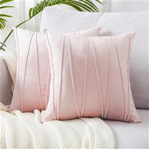 Top Finel Square Decorative Throw Pillow Covers Soft Velvet Outdoor Cushion Covers 18 X 18 for Sofa Bed, Set of 2, Pink