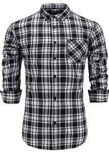 KateSui Men's Stylish Flannel Cotton Slim Fit Long Sleeve Button Down Plaid Dress Shirt